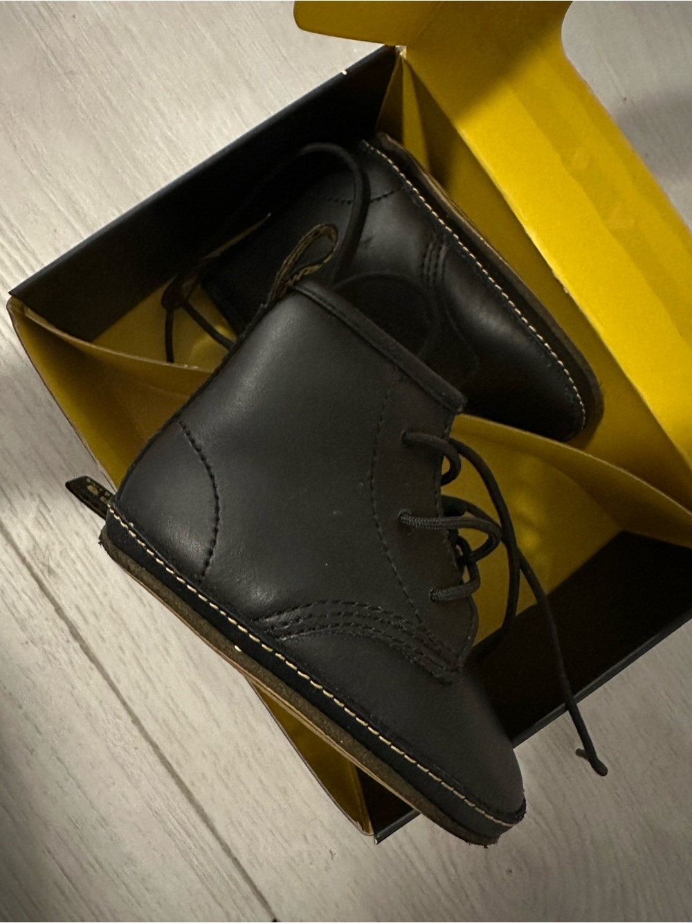 Black Leather Lace-Up Baby Booties